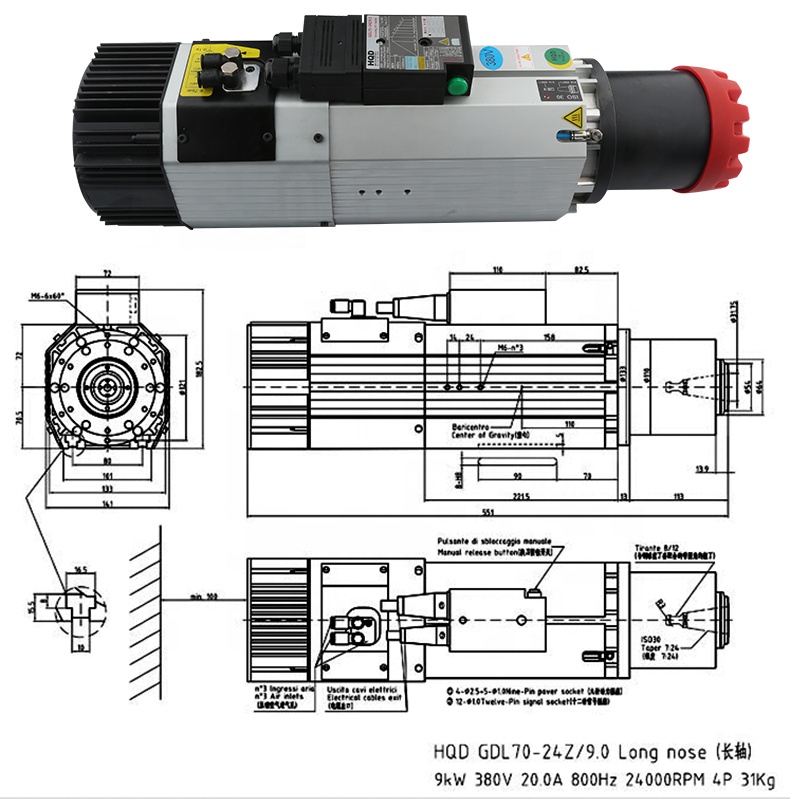 Cnc Spindle Motor - الموردين HQD 9kw 220 فولت 380