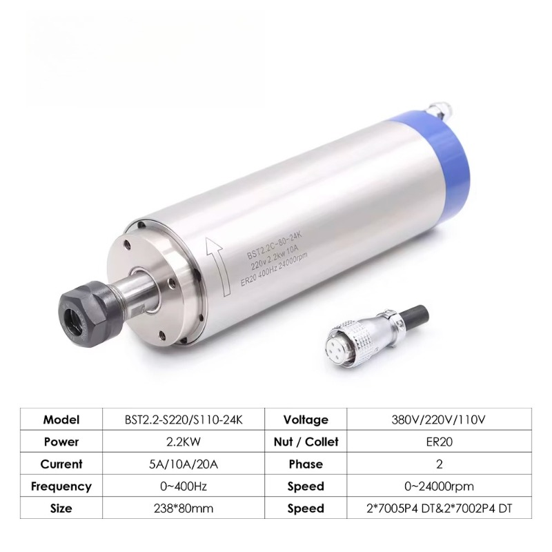 محرك مغزل مبرد بالماء ER20 بقو - مراجعة Cnc Spindle Motor وسعره