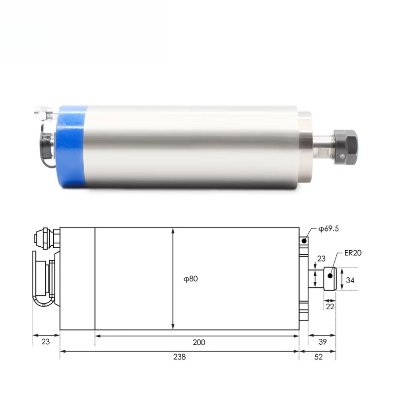 محرك مغزل مبرد بالماء ER20 بقو - مراجعة Cnc Spindle Motor وسعره